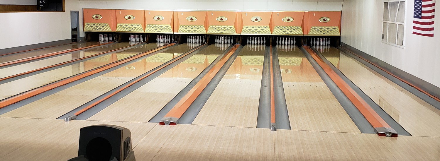 8 Lane Bowling Alley with 26'' flat screen HD TV's